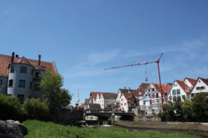 Bruecke und Wehr Donauinsel Riedlingen