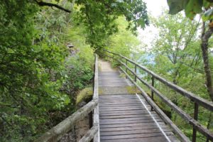 Bruecke zur Burgruine Hausen im Tal