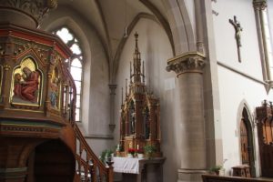Neogotischer Seitenaltar St Konrad Kirche Langenenslingen