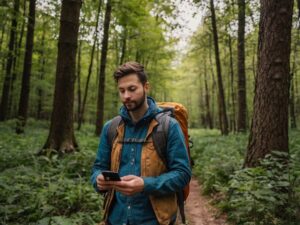 Wanderer mit Smartphone