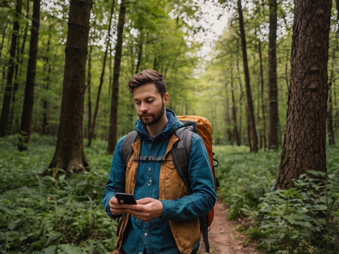 Wanderer mit Smartphone